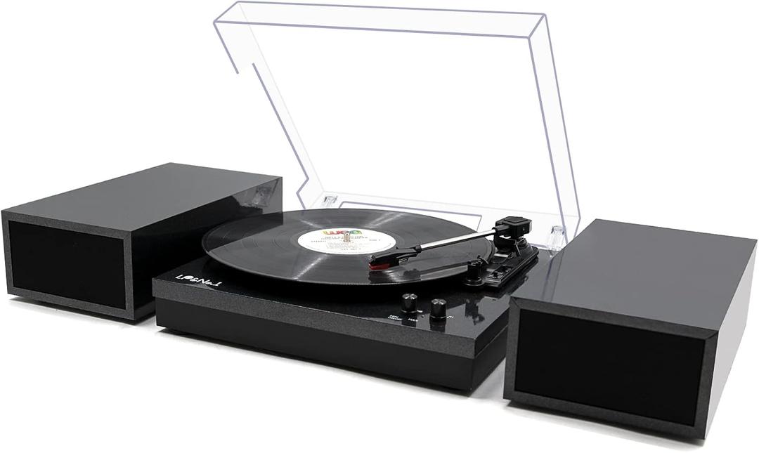 Vinyl Record Player,Record Player for Vinyl with External Speakers, Black Pearl