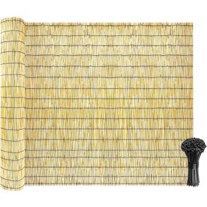 Natural Reed Fencing Rolls: Privacy Bamboo Fence 3/4/5/6ft High Roll Reed Screen, Decorative Bamboo Fencing for Outdoor Balcony Patio Garden Backyard,with Cable Zip Ties (Nature, 5x10ft)