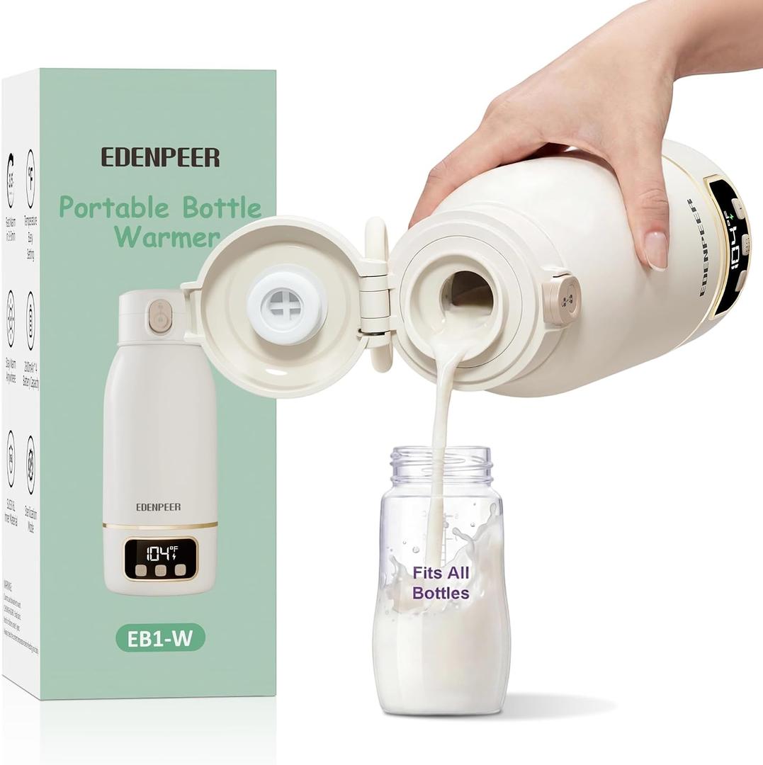 Portable Bottle Warmer for Travel, Fast Baby Bottle Warmer Portable with Precise Temperature Control, 17 OZ Milk Warmer, Leak-Proof Cordless Breastmilk Warmer, Fits Most Baby Bottles for On the Go