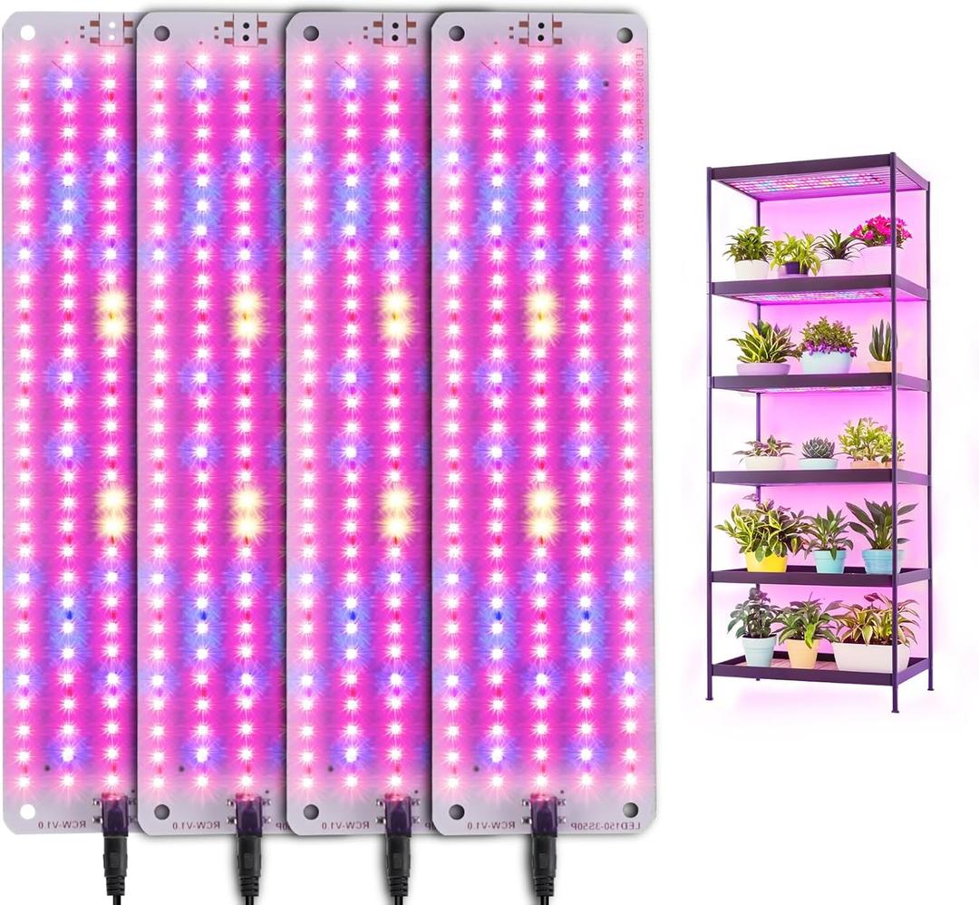 Grow Lights for Indoor Plants Full Spectrum,Plant Lights with Auto Timer 3/6/12H Grow Light for Under Cabinet Plant, 6 Dimmable Levels,600LEDs Grow Lamp Panel Grow Lights for Seed Starting(4P)