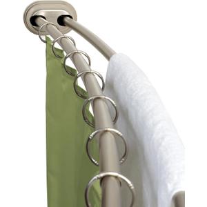 Zenna Home Rustproof Double Curved Shower Curtain Rod, No Drill Adjustable Curved Tension Shower Curtain Rod for Bathroom, Easy Install, Rounded for Extra Room, 50 to 72 Inches, Satin Nickel