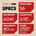 Oregon 16-Inch Replacement Chainsaw Bar and AdvanceCut Chainsaw Chain Combo, 56 Drive Links, 3/8" Pitch, .050" Gauge, Low Vibration (27857)