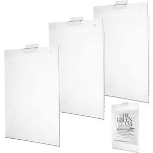 Kathfly 3 Pcs 8.5x11'' Slat Wall Sign Holders, Clear Slatwall Picture Frames Brochure Holders Accessories, Display Shelves Frame Mount Sleeve for Panel Advertise Flyer