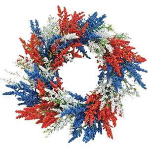 20In Patriotic Wreaths for Front Door, Artificial Red White Blue Faux Flowers,Patriotic Wreath Decorations,Decor for 4th of July,Festival Wreath for Outdoor,Home, Office, Party Wall