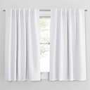 PONY DANCE White 50% Lighting Blocking Curtains for Kitchen, Short Non-See-Through Thermal Insulated Room Darkening Back Tab Small Drapes for Nursery Bedroom Window, W52 x L45, Pure White, 2 Panels