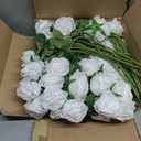 Ouddy Decor 50 Pcs Artificial White Roses Bulk Realistic Silk Roses with Long Stems Fake Roses Flowers for Wedding Bridal Bouquet DIY Table Centerpieces Arrangement Valentines Day Home Decor, White