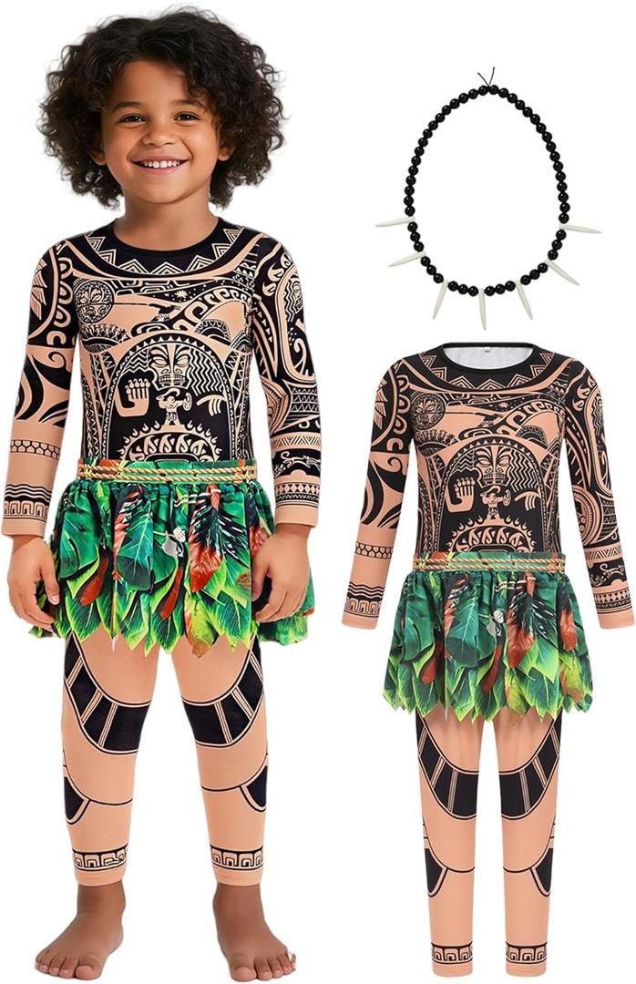 Boys Halloween Costume Kids Ocean Costume with Printed Tattoos Shirt Pants for Dress Up Birthday Outfit (120)