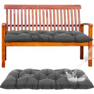 Wenqik Outdoor Bench Cushion 48 x 20 x 3 Inches Waterproof Outdoor Porch Swing Cushion Soft Thicken Chaise Lounge Pad with Ties for Indoor Garden Patio Seat(Gray,Classic)