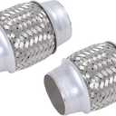 2PCS Exhaust Flex Pipe Stainless Steel Double Braid 1.75" x 4" w/Ends 4" Long