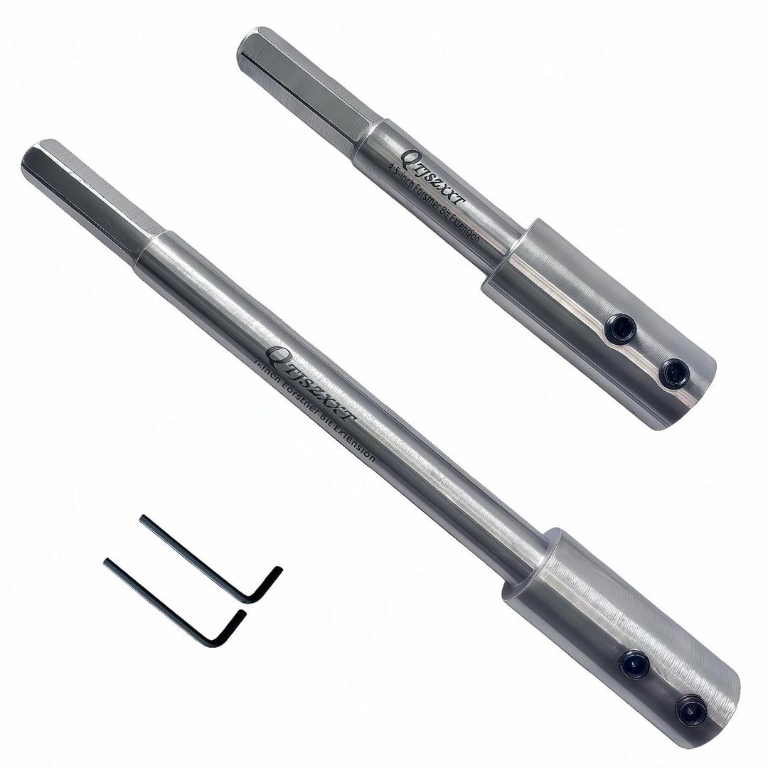 2PCS Forstner Drill bit Extension Kits, 4.5 "and 7" Long Forstner Drill bit Extensions, Suitable for 3/8 "Circular or Hexagonal Axes, Suitable for Processing Wooden Furniture, Wood, etc.
