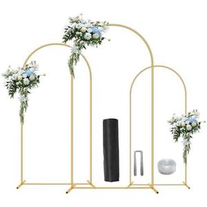 Metal Arch Backdrop Stand Set of 1 Party Arch Stands for Wedding, Birthday, Baby Shower, Bridal Shower,Balloon Arched Frame for Garden Decor, Gold Floral Arches