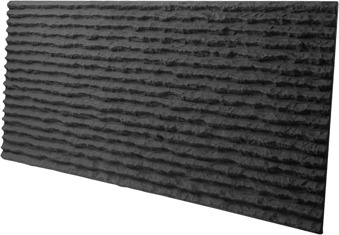 Art3dwallpanels Cement Texture 3D Wall Panels, 4-Pack Triangular Prism Design PU Wall Panels for Interior Wall Decor, 24" x 48", Cement Black