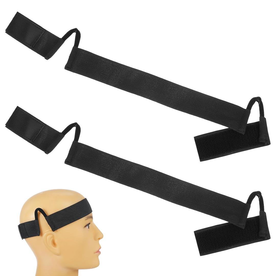 Ouligay 2PCS Wig Band for Lace Front Black Lace Bands for Wigs No Slip Wig Bands Adjustable Elastic Lace Bands for Wigs Wig Band with Ear Cut Outs Comfortable Lace Melting Band