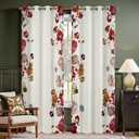 Jinchan Hannah Floral Blackout Curtains with Retro Vintage Beige Boho Flower Print Drapes for Bedroom Living Room Fall Decor Window Curtains Room Darkening 84 Inches Length 2 Panels Set with Grommet
