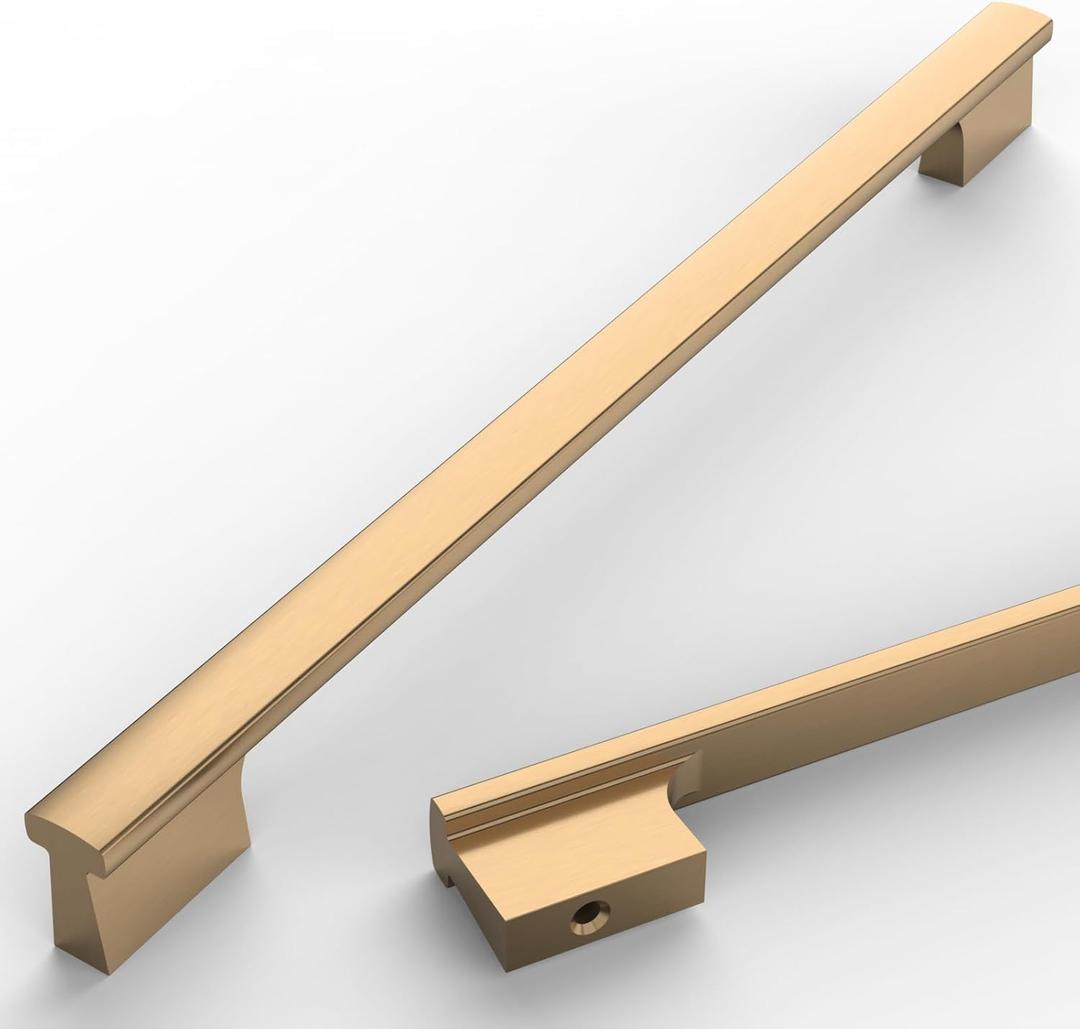 Asidrama 10 Pack 10 Inch(254mm) Dark Champagne Bronze Kitchen Cabinet Handles Brushed Brass Cabinet Pulls Cabinet Hardware for Cupboard Drawer
