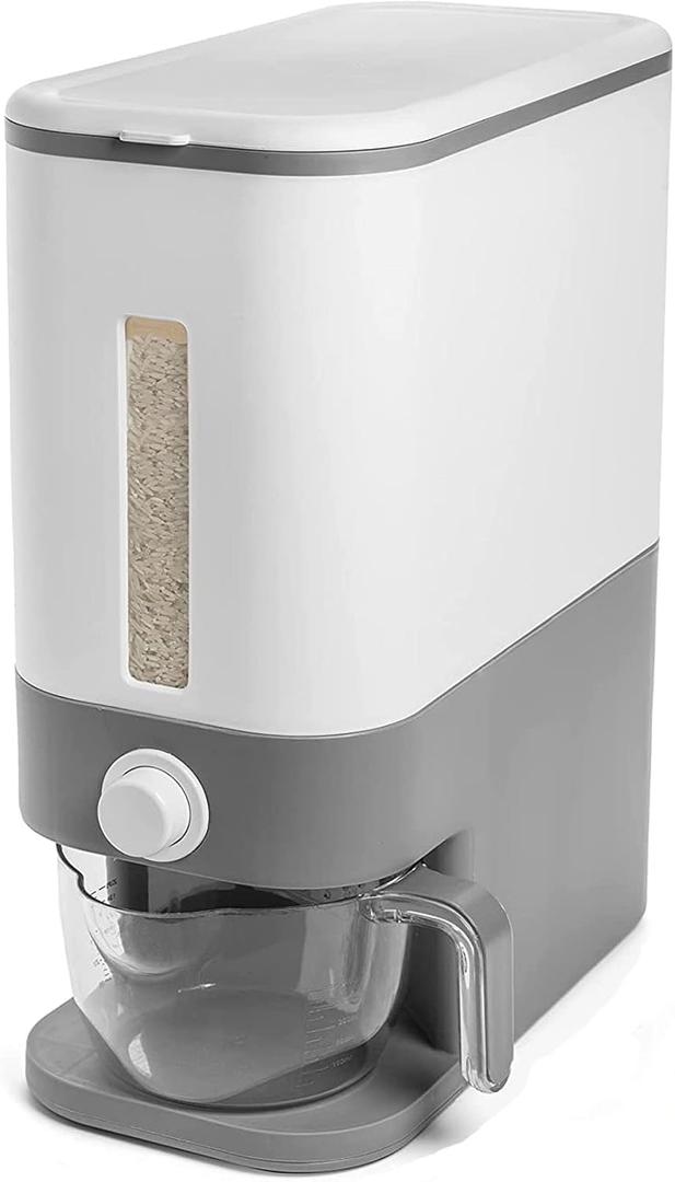25 Lbs Rice Dispenser, Large Grain Container Storage with Lid Measuring Cylinder Moisture Proof Household Cereal Dispenser Bucket for Kitchen wide range of grains