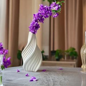 Rustic Minimalistic 1 Piece White Ceramic Vase - Pampas Grass - Home - Bathroom, Farmhouse, Boho, Flower Vase, Coffee Table, Kitchen, Wedding Centerpiece (Small Twist), 3 Boxes