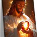 Sacred Heart of Jesus Canvas Wall Art Divine Mercy Wall Decor Christian Religious Art Poster Print Jesus Portrait Picture Painting Suitable for Bedroom Living Room Prayer Room Church Decor 16*24 (Stretched Canvas on A Wooden Frame)