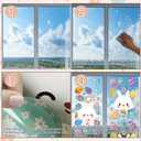 2 x 140PCS Easter Window Clings - 9 Sheets Double-Sided Reusable Bunny Egg Stickers, Anti-Collision Spring Decor for Glass, Mirror, Tile - Perfect for Home, School, Office & Indoor Party Decor