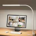 SKYLEO Led Desk Lamp - 33.5" Desk Light - Flexible Gooseneck - 5 Color Modes X 11 Brightness Levels - 1300LM - Timer & Memory Function - 12W Clip on Light - White