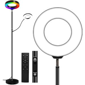 RGB Floor Lamp, 36W/3000LM Super Bright Modern Tall Standing Lamp, 3 Color Temperatures Torchiere Sky Lamp with Dimmable Reading Light, Remote & Touch Control for Living Room, Bedroom, Office