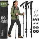 Ultra Light Carbon Fiber Hiking Trekking Poles - 6.07oz Nordic Trekking Sticks with Full EVA Grips & Quick Locks, All-Terrain Hiking Sticks for Seniors, Men & Women, Set of 2, 51"