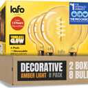 TimelessGlow 8 Pack Dimmable G25 LED Filament Bulb 5W 40W Equivalent Warm Amber 2000K E26 Base CRI80 Amber Glass Spiral Filament ETL FCC Certified Flicker Free Decorative Lighting