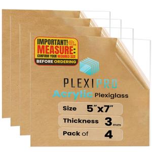 PlexiPro 24"x48" (2ft x 4ft), 1/4" (6mm), 2-Pack Acrylic Plexiglass Sheets