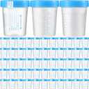 100 Pcs Urine Specimen Cups with Lids and Evident Seal Urine Sample Cups Collection Cup Disposable for Collection and Testing (Blue Lids)