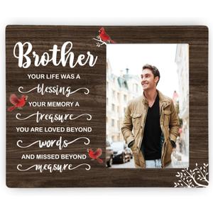 3 x Brother Memorial Wooden Picture Frame, In Loving Memory Remembrance Photo Frame Gifts for Brother, Bereavement Sympathy Wooden Frame for Loss of Brother, 4x6 inch Photo