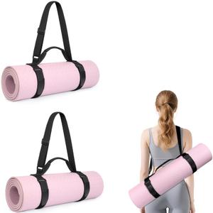 WOMACO Yoga Mat Strap, Adjustable Yoga Mat Carrier with Shoulder Strap & Handle for Women, Men, Portable Picnic Camping Blanket Straps (Black, 1 Pack)