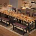 GarveeHome Dining Table Set for 4, Kitchen Table with 2 Upholstered Chairs and Bench, Wood Kitchen Dining Room Set, for Small Space, Apartment, Home, Kitchen, Retro Brown