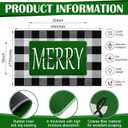 Geelin 2 Pcs Christmas Door Mat Outdoor Merry Christmas Front Door Mats Buffalo Checkered Rug (30'' x 18'' and 43'' x 27.5'') for Home Entrance Indoor Outdoor Decorative Coir Rugs (Green)