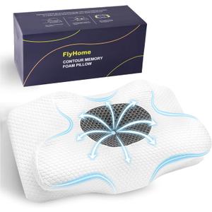 Cervical Neck Pillow, Memory Foam Pillow for Neck Pain Relief, Contour Neck Support Pillows with Cooling Pillowcase, Dreamers Relief Pillow, Ergonomic Bed Pillows for Side Back Stomach Sleepers