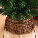 Soaoo 8 Inches Rattan Christmas Tree Collar Rustic Farmhouse Christmas Tree Basket Box Stand Handcrafted Base Cover Xmas Skirt Home Decor(Chic Style, Grapevine)