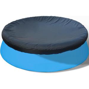 SAFANA 15ft Inflatable Pool Covers for Above Ground Pools [ Cover Diameter: 13.68ft ] Round Pool Cover for Inflatable Easy Set Pool [ Top Ring < 13.68ft ] with Elastic Band, Swimming Pool Windproof (Black)
