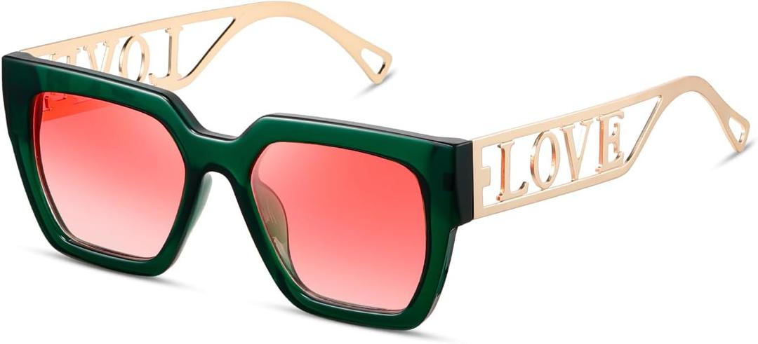 kimorn Stylish Square Sunglasses for Women and Men Large Metal Frame Sunglasses