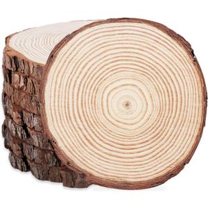 ilauke 8Pcs 9-10inch Natural Wood Slices for Centerpieces, Large Unfinished Wood Circles Round Wooden Centerpieces for Tables/Wedding/Christmas/Party/Home Decoration/DIY Crafts