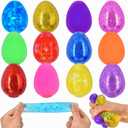 12 Pack Easter Eggs Stress Balls Squishy Toys Easter Basket Stuffers Stress Relief Toys Squeeze Balls for Kids Boys Girls Toddlers Easter Egg Hunt Easter Basket Stuffers Party Favors Gifts
