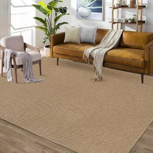 Solid Area Rug 5x7 Machine Washable Rug, Premium Modern Solid Textured Carpet Stain Resistant Non-Slip Accent Rug Farmhouse Floor Cover for Dining Bedroom Decor, Brown 5x7