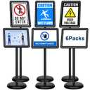 Mutualsign 6Packs Pedestal Sign Holder 11x17in Standing Signs Display Stand Adjustable Pedestal Floor Stand Sign Holder, Aluminum Poster Stand for Ads, Posters, Menu, Guide (Black)