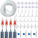 Aquarium Air Pump Accessories - Contains Airline Tubing, Control Valve, Air Stones, Connectors, Check Valves, Suction Cups