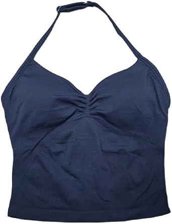 Adjustable Sports Strappy Top Women Backless Gym Top Built in Bra Yoga Clothing Sleeveless Shirts Workout Outfits Tank Top, L, Navy Blue