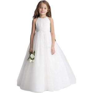 Abaowedding Flower Girls Tulle Chiffon Dresses Kids Wedding Party Pageant Ball Gowns (4, Ivory)