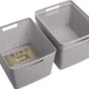 BINO | Woven Plastic Basket | Large (Natural Grey), 3-Pack | THE JUTE COLLECTION | Home Organization, Space - Saving Storage, Stylish Design | Jute Basket | Plastic Storage Basket