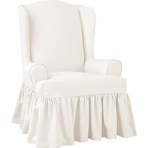 SureFit Essential Twill T-Cushion Wingback Chair Slipcover - Relaxed Fit Armchair Cover/Perfect for Protecting Your Favorite Wing Chair