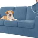 CHUN YI 7 Piece Couch Covers Sofa Covers Washable, Stretch Sofa Slipcover for 3 Cushion Couch with Seperate Backrest and Cushion Covers, Anti Slip Furniture Protector for Dogs Pets (Large, Denim Blue)