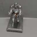 Medieval Armored Warrior Knight Pen Holder Desk Organizers and Accessories Resin Pencil Holder Paperweight as Gift with a Cool Letter Opener for Desk (Silver)