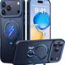 360 Spin Magnetic Stand for iPhone 17 Pro Max Case, Fit for MagSafe, Mil-STD Protective Case for iPhone 17 Pro Max Phone Case with Kickstand Rotatable 6.9 inch, Deep Blue