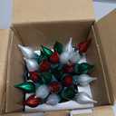 Red White and Green Christmas Lights, 50 LED Mini String Lights Plug in with Green Wire and C3 Glass Bulbs for Outdoor Indoor Xmas Tree, ETL Certified (Multicolor)